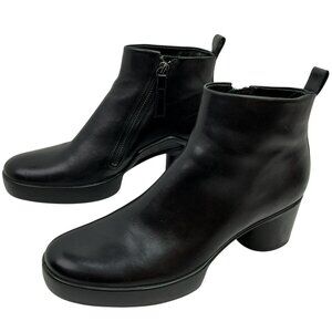 Ecco Shape Sculpted Motion 35 Leather Zip Ankle Boots Womens 9-9.5 Black NEW